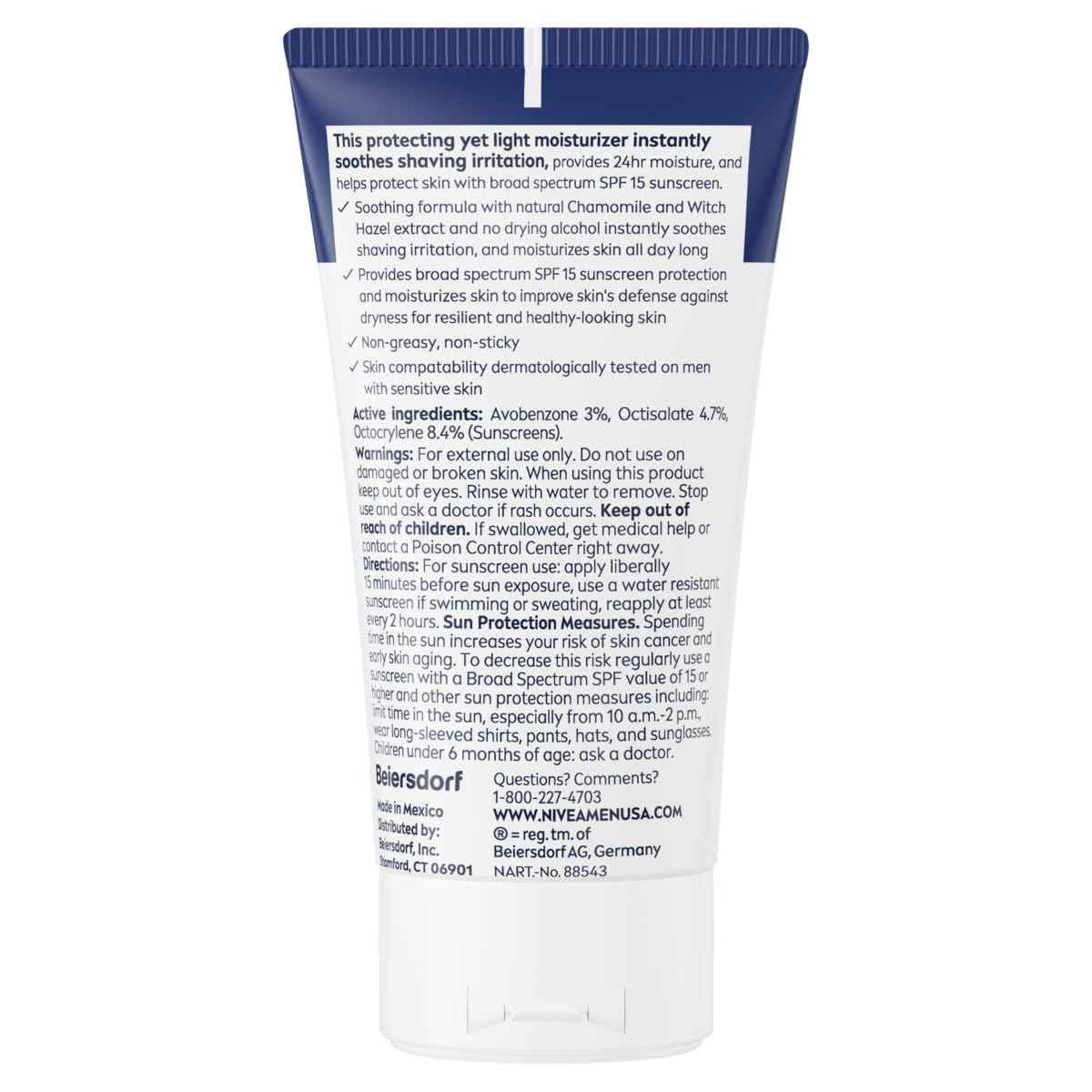 NIVEA MEN Sensitive Face Lotion with SPF 15, Broad Spectrum Sunscreen