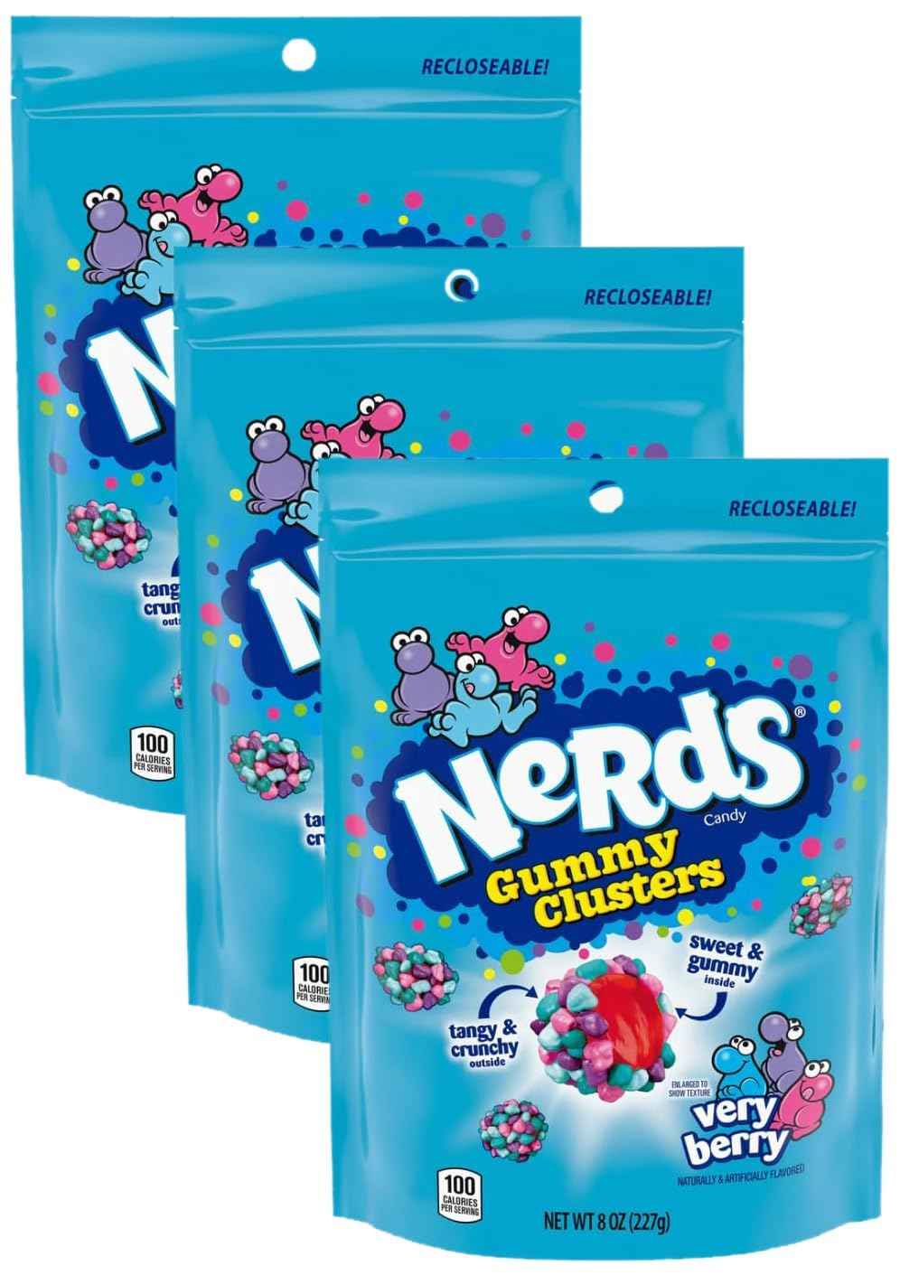 NERDS Juicy Gummy Clusters, Juicy and Gummy Candy, 1 Stand Up Bag, for Snacking and Sharing, 7.15 oz