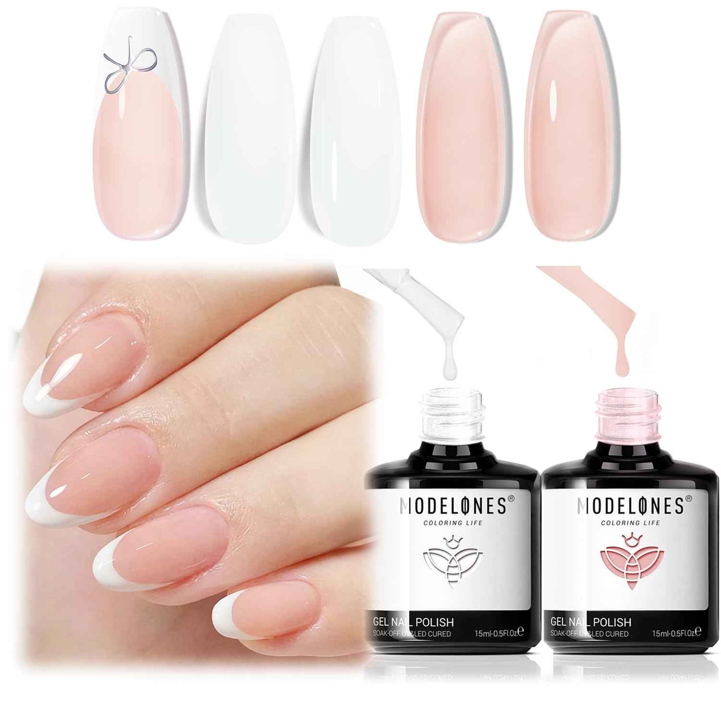 Modelones Nail Art, Sculpting Gel Glue for Molding, Drawing, Charms & Gems Glue, Nail Stuff for Chrome Powder and Rhinestone Design No Wipe, U V Light Cured Salon & DIY Use