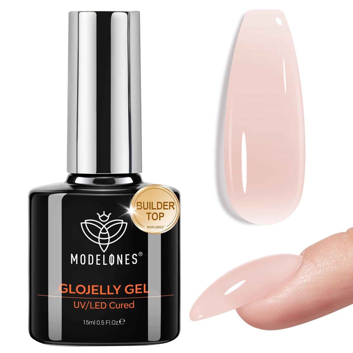 modelones Gel Top Coat, 15ml No Wipe Gel Nail Polish High Gloss Top Coat Shiny Long Lasting Clear Top for Acrylic Nails, Need U V/LED Lamp for Home DIY Gift Spring Easter's Manicure Salon