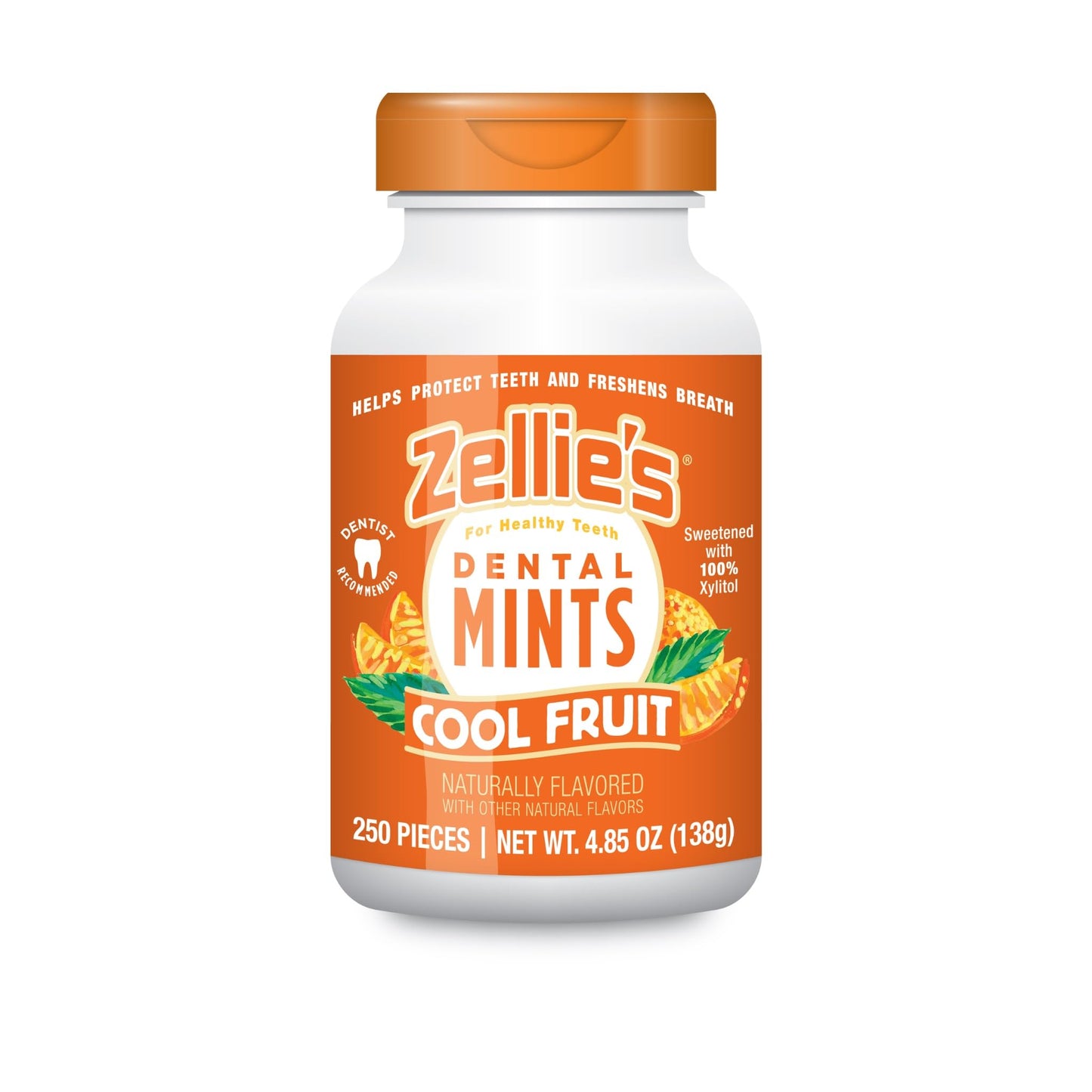 Zellie&amp;#39;s | 100% Xylitol Cool Fruit Mints Breath Mints | No Aspartame, Gluten Free, Vegan &amp;amp; Kosher (250 Count - Pack of 1)