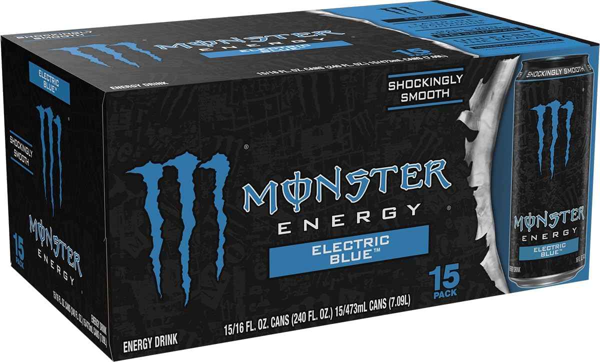 Monster Energy Electric Blue, Energy Drink, 16 Ounce (Pack of 15)