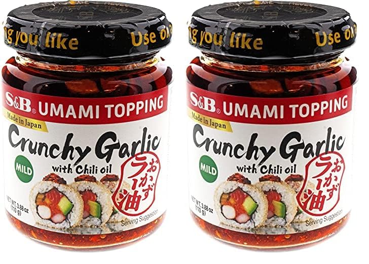 S&amp;amp;B Chili Oil with Crunchy Garlic, 3.9 Ounce (Pack of 2)