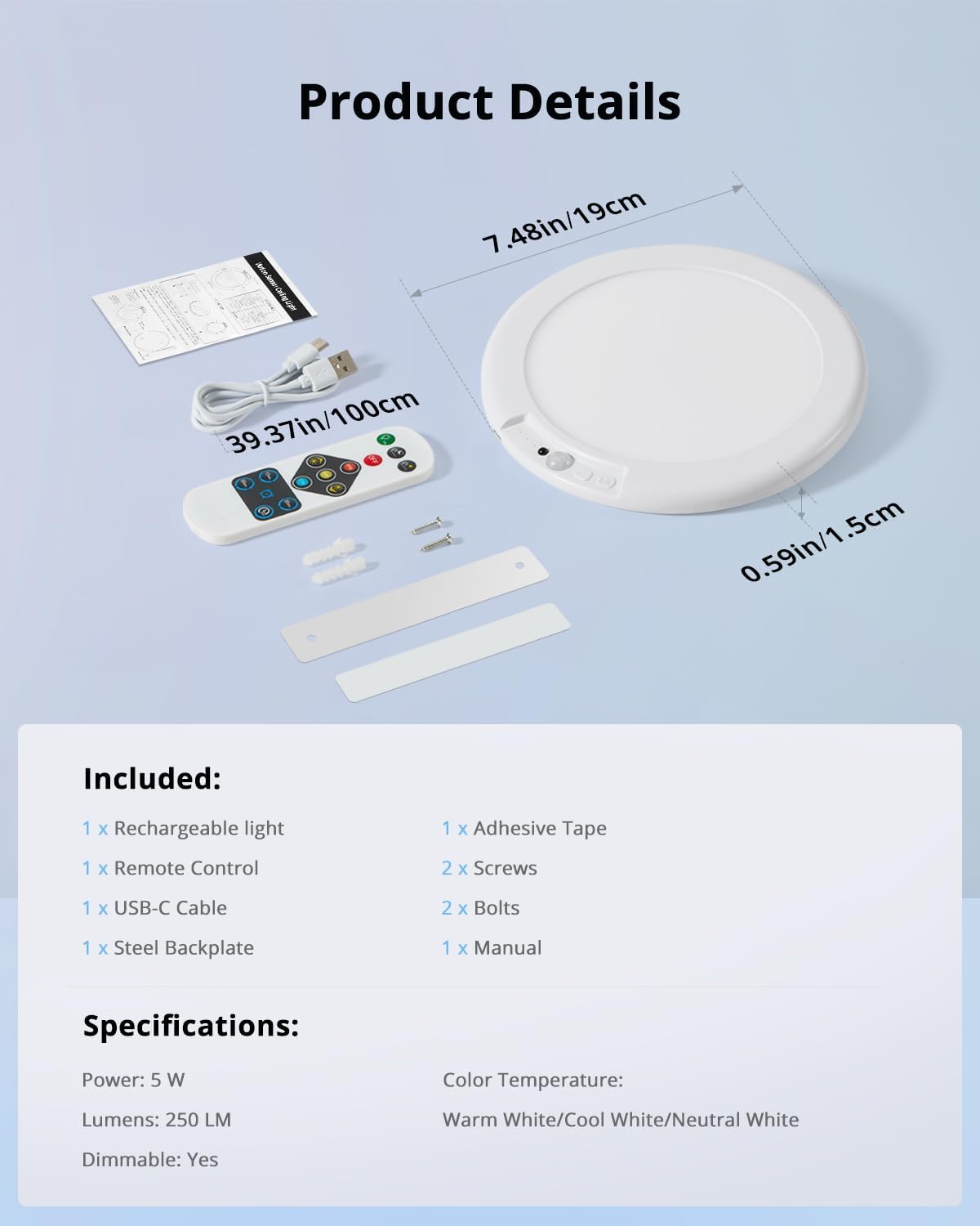 Combuh_Battery_Operated_Shower_Light_Waterproof_Inside,_Rechargeable_Motion_Sensor_Ceiling_Lights_Battery_Powered_with_Remote,_No_Wiring_Magnetic_Cordless_LED_Overhead_Lighting_for_Closet_Hallway