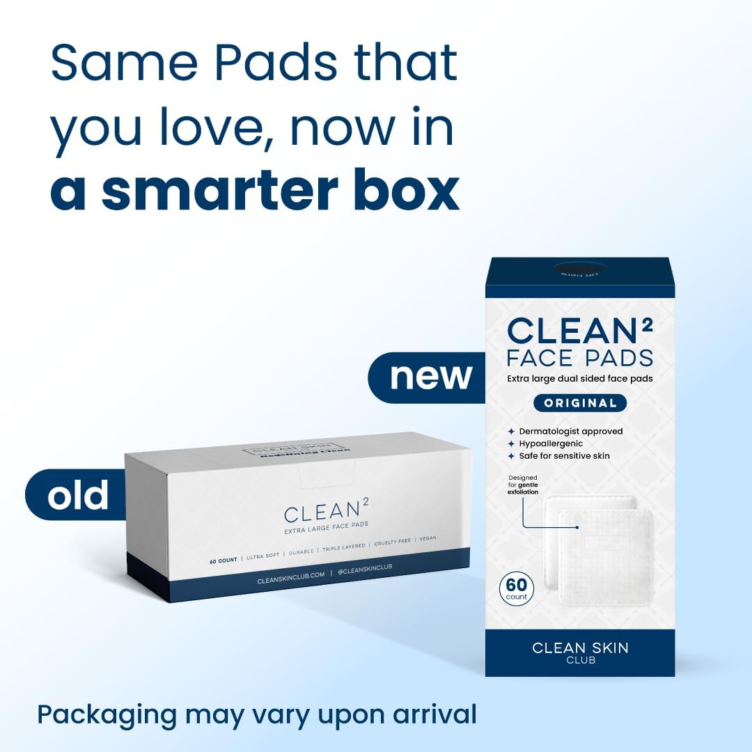 Clean_Skin_Club_Clean²_Pads_2.0_[New_&_Improved_Edges]_Guaranteed_Not_to_Shed_&_Tear_Face_Pads,_Unique_Triple_Layers,_Textured_&_Ultra_Soft_Side,_Organic_Disposable_Cotton,_Pair_with_Makeup_Remover