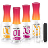 Modelones Dip Powder Liquid Set 4+4 Pcs, Dip Powder System Set with Base Coat/Top Coat/Activator/Brush Saver/Manicure Tools for Nail Kit Art DIY Salon - 15ml/0.5oz