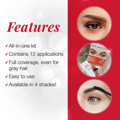 Ardell Brow Tint Kit Medium Brown – Eyebrow Dye Kit, Long-Lasting Brow Color with Natural Extracts, DIY Eyebrow Tint for Full Gray Coverage