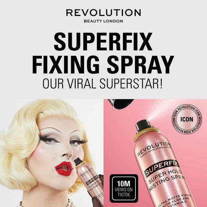 Revolution Beauty London, Superfix Misting Makeup Setting Spray, Ultra Matte & Shine-Free Finish, Long-Lasting Wear, Infused with Vitamin E, 5 fl oz