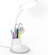Desk Lamp, LED Desk Lamp for Home Office, Touch Table Lamp with 3 Color Modes 360° Adjustable Arm, Dimmable Desk Light with Pen Phone Holder, Black