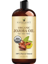 Handcraft Blends USDA Organic Jojoba Oil | Cold-Pressed | 100% Pure & Natural | for Hair, Skin & Face | Premium Grade Carrier Oil | for Massage & Aromatherapy | Hexane-Free