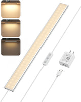 ASOKO Under Cabinet Led Lighting, Light Strip Bar, Daylight White/Warm White/Cool White  Dimmable Plug in USB Light, Small Thin Led Under Counter Lighting for Kitchen/Room/Shelf/Desk/Display Case
