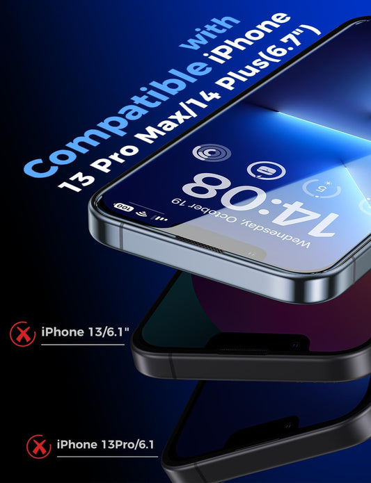 MAGIC_JOHN_2_Pack_for_iPhone_13_Pro_Max/iPhone_14_Plus_6.7_inch_Tempered_Glass_Screen_Protector,_Auto_Dust-Elimination_Installation,_Bubble_Free,_HD_Clear,_Easy_Installation