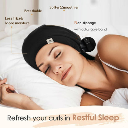 YANIBEST_Hair_Cover_Bonnet_Satin_Sleep_Cap_-_Adjustable_Stay_on_Silk_Lined_Slouchy_Beanie_for_Night_Sleeping_Surgical_Hats_Pure_Black