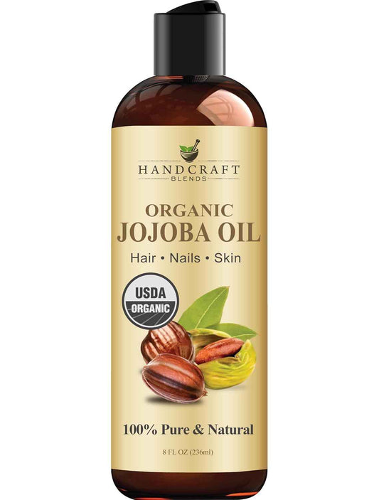 Handcraft Blends USDA Organic Jojoba Oil | Cold-Pressed | 100% Pure & Natural | for Hair, Skin & Face | Premium Grade Carrier Oil | for Massage & Aromatherapy | Hexane-Free