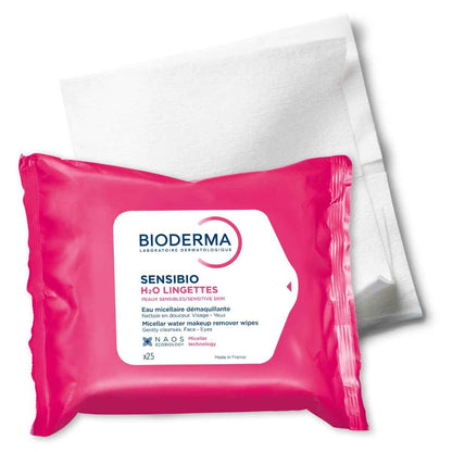 Bioderma - Sensibio H2O Wipes - Cleansing and Makeup Removing - Skin Soothing - for Sensitive Skin - 25 Wipes