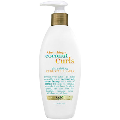 OGX_Quenching_+_Coconut_Curls_Frizz-Defying_Styling_Milk,_Nourishing_Leave-In_Hair_Treatment_with_Coconut,_Citrus_Oil_&_Honey,_Paraben-Free_and_Sulfated-Surfactants_Free,_6_fl_oz