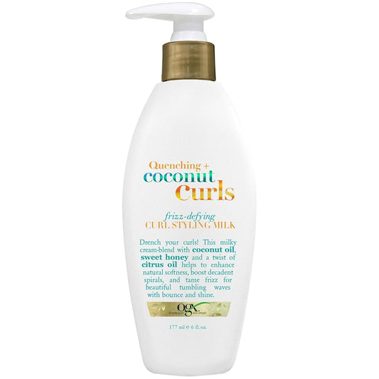 OGX_Quenching_+_Coconut_Curls_Frizz-Defying_Styling_Milk,_Nourishing_Leave-In_Hair_Treatment_with_Coconut,_Citrus_Oil_&_Honey,_Paraben-Free_and_Sulfated-Surfactants_Free,_6_fl_oz