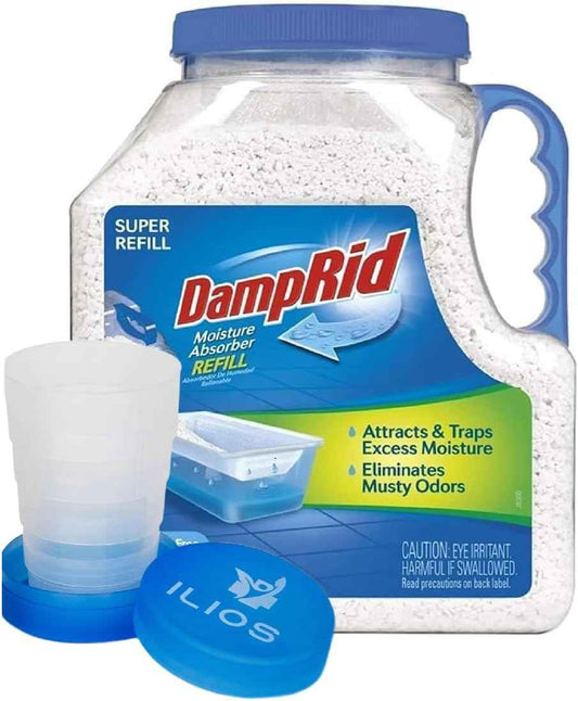 DampRid Moisture Absorber Refill Container 7.5 lb – Fragrance Free Odor and Moisture Absorber for Basements, Closets & Storage Spaces – High-Capacity Humidity Control, 1 Pack – Ilios Packaging