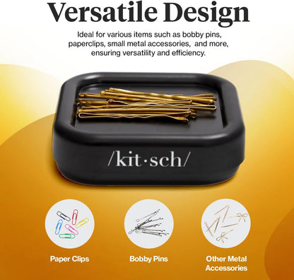Kitsch_Magnetic_Bobby_Pin_Holder_-_Cute_Stuff,_Strong_Magnetic_Pin_Holder_for_Desk_&_Vanity,_Securely_Holds_Metal_Hair_Clips,_Bobby_Pins_&_Paper_Clip_|_Ideal_Gifts_for_Women_-_Black,_1_Pc