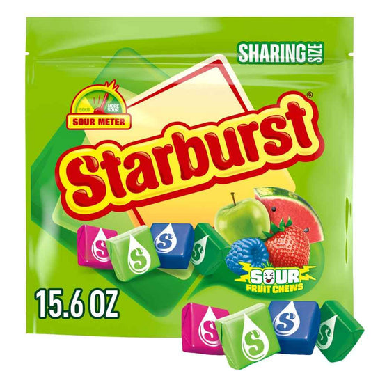 STARBURST Sour Chewy Candy Individually Wrapped Fruit Chew, Sharing Size, 15.6 Oz Resealable Bag
