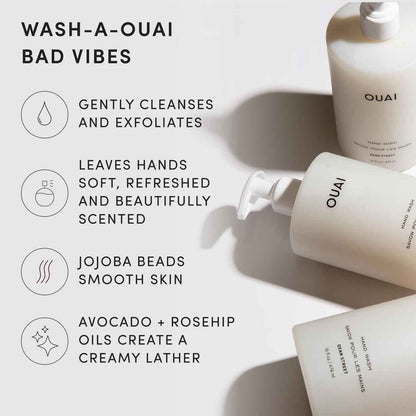 OUAI Hand Wash, Dean Street - Liquid Hand Soap with Jojoba, Avocado, & Rose Hip Oil for Replenished Skin - Gentle Exfoliating Kitchen & Bathroom Soap
