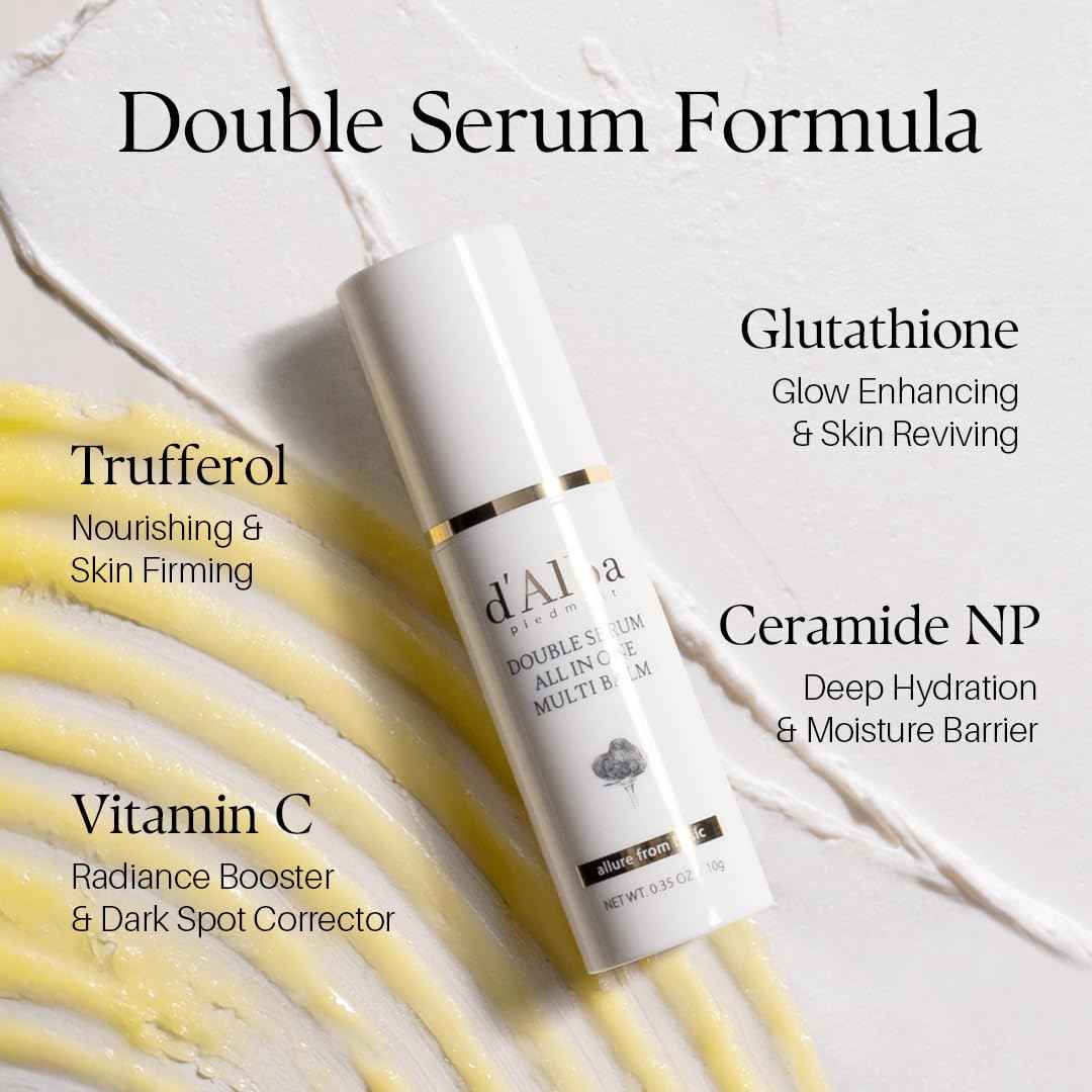 d'alba Piedmont White Truffle Double Serum All-in-one Multi Balm, Stick Balm, Vegan Skincare with Vitamin C and Vegan Collagen, 3-in-1 Anti Wrinkle, Eye Treatment, Dark Spot Remover