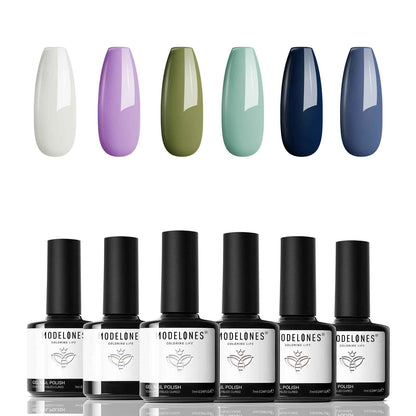 modelones Gel Nail Polish Set - 6 Colors Nude Pink Milky White Gel Polish Set Light Neutral Pink Nail Polish Barely Pink Soak Off LED Starter Kit Popular Nail Art DIY Manicure Gifts