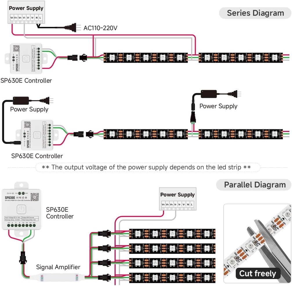 SEZO_WS2812B_ECO_LED_Strip_Light_3.3FT/16.4FT_-_60LEDs/100LEDs/144LEDs/150LEDs/300LEDs_300Pixels_Individually_Addressable_Programmable_5050SMD_Digital_RGB_Alloy_Wires_Flexible_Dream_Color_IP30_Non-Waterproof_PCB_Black_DC5V
