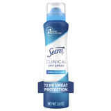 Secret Clinical Strength Dry Spray Antiperspirant Deodorant for Women, 3X Stress Protection, 72hr Sweat & Odor Protection, PH Balancing Minerals
