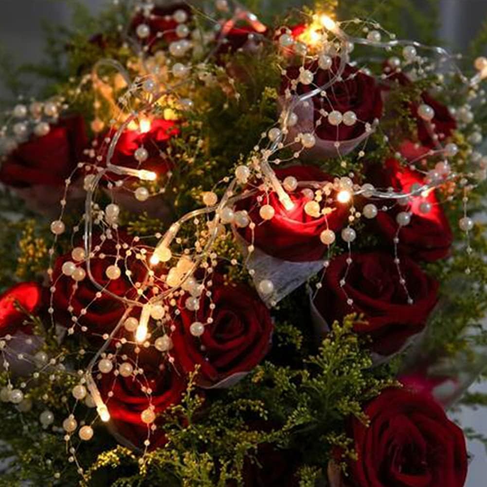OVV_Christmas_Decorations_13FT_Pearl_Garland_String_Lights_40LED_Festive_Lighted_Berry_Beaded_Indoor_Xmas_Decor_Warm_Lights_for_Bedroom_Mantel_Wedding_Party_Battery_Operated