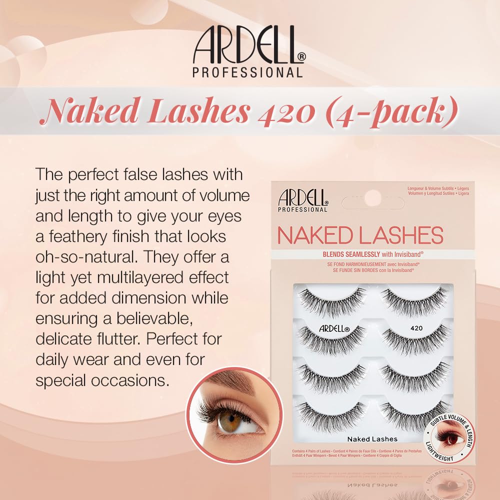 Ardell_Naked_Lashes_420_–_Lightweight_Natural_Strip_Lashes_with_Invisiband,_Reusable_False_Eyelashes,_Multipack,_4_Pair,_1_Pack