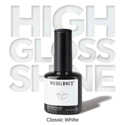modelones White Gel Nail Polish Gel Polish Solid White Nail Poish Soak Off Pastel U V Nail Design Salon DIY Manicure 15 ML
