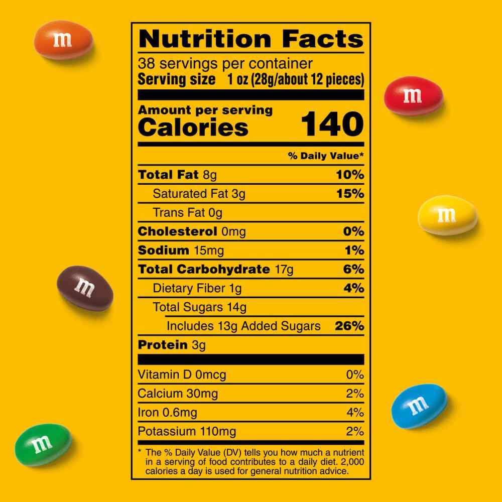 M&M'S Peanut Milk Chocolate Candy Bulk Pack, Party Size, 38 oz Bag