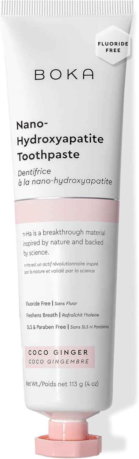 Boka Fluoride Free Toothpaste, Nano Hydroxyapatite Toothpaste, Appropriate for Sensitive Teeth - for Adult Oral Care - Coco Ginger Flavor, 4 Fl Oz 1Pk