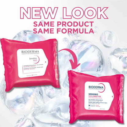 Bioderma - Sensibio H2O Wipes - Cleansing and Makeup Removing - Skin Soothing - for Sensitive Skin - 25 Wipes