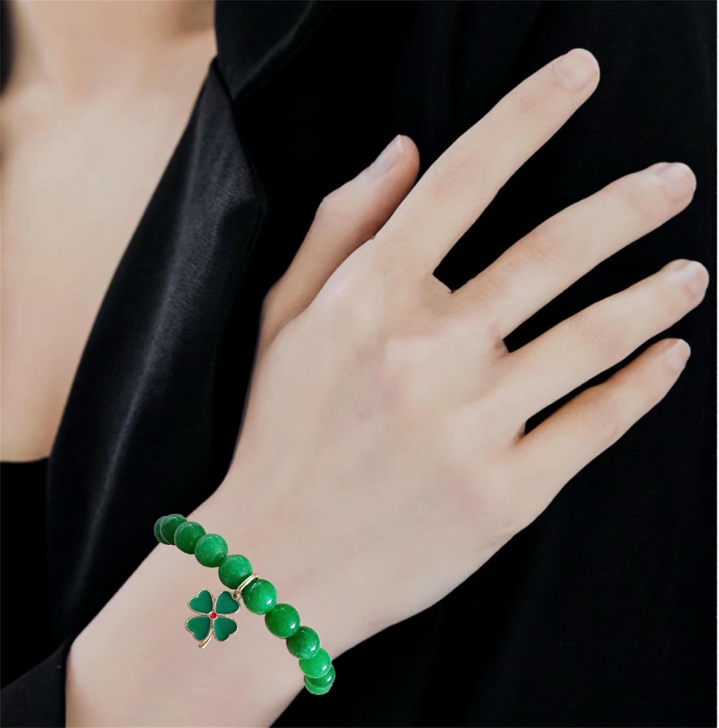 Bovemee_Green_Nature_Stone_Clove_Bracelet_Four-Leaf_Clover_Female_Heart_Charm_Clover_Peacock_Bracelet_Lucky_Bracelet_Trendy_Gift_for_Women