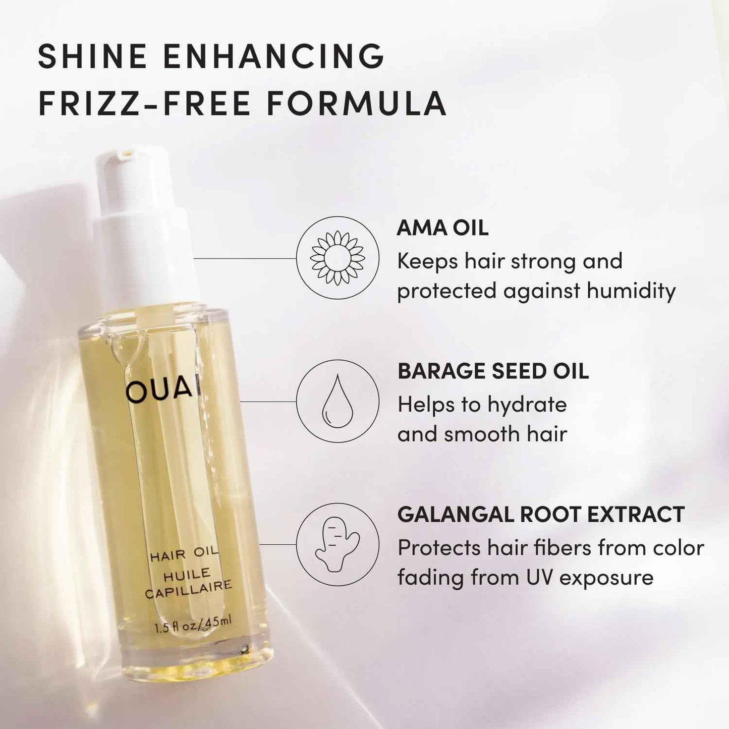 OUAI Hair Oil - Hair Heat Protectant Oil for Frizz Control - Adds Shine and Smooths Split Ends - Color Safe Formula - Paraben, Phthalate and Sulfate Free