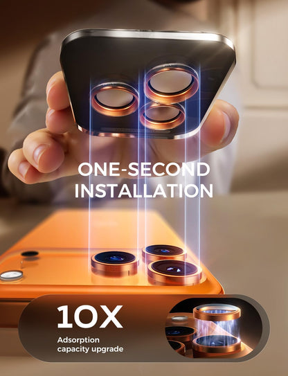 MAGIC_JOHN_for_iPhone_17_Pro_Max/17_Pro_Camera_Lens_Protector_[Alignment_Kit&1:1_Invisible_Fit]_9H_Aerospace_Tempered_Glass,_Ultra_HD,_Metal_Individual_Ring,_Set_of_2,Orange