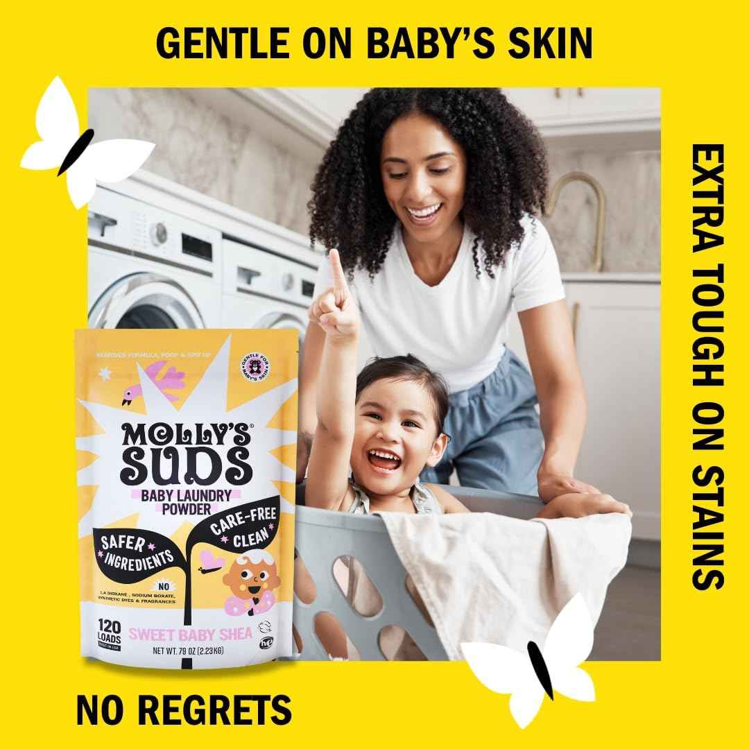 Molly's Suds Baby Laundry Detergent Powder | Removes Formula, Poop & Spit-Up Stains | Extra Gentle for Newborns