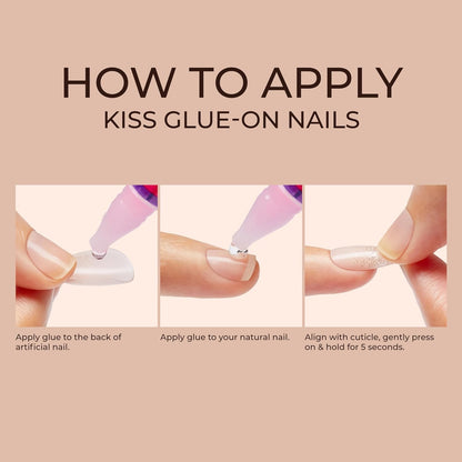 KISS_Classy,_Press_On_Nails,_Nail_glue_included,_'Dashing',_White,_Medium_Size,_Almond_Shape,_Includes_28_Nails,_2g_glue,_1_Manicure_Stick,_1_Mini_File