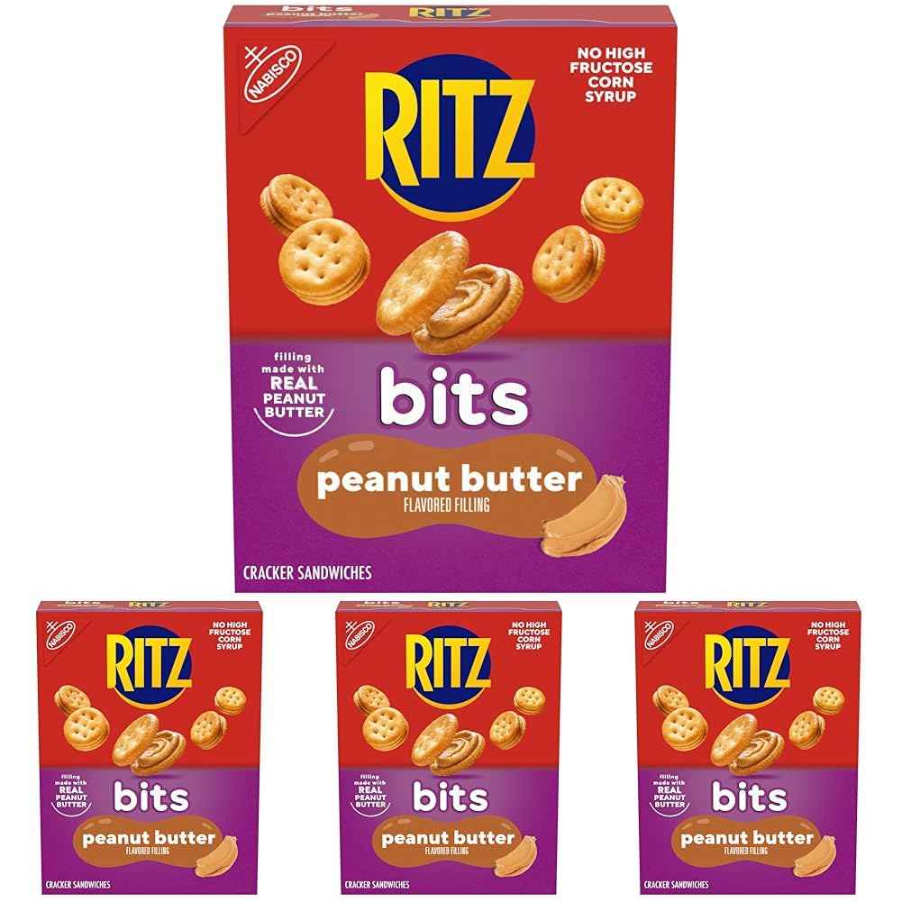 RITZ Bits Peanut Butter Sandwich Crackers, Snacks for Kids and Adults, Lunch Snacks