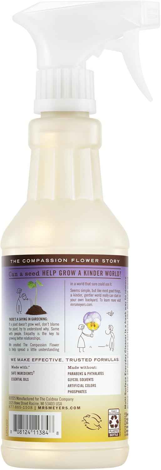 MRS. MEYER'S CLEAN DAY Multi-Surface Everyday Cleaner, Compassion Flower Scent, 16 Fl Oz Bottle