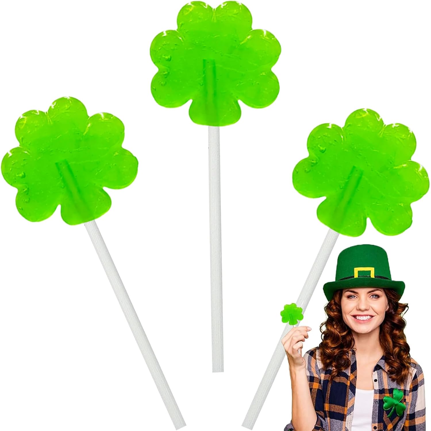 St._Patrick's_Day_25_Green_Shamrock_Lollipops,_Clover_Candy_Suckers,_Party_Favor,_Individually_Wrapped_(25-Pack)_Green_Apple_Flavor