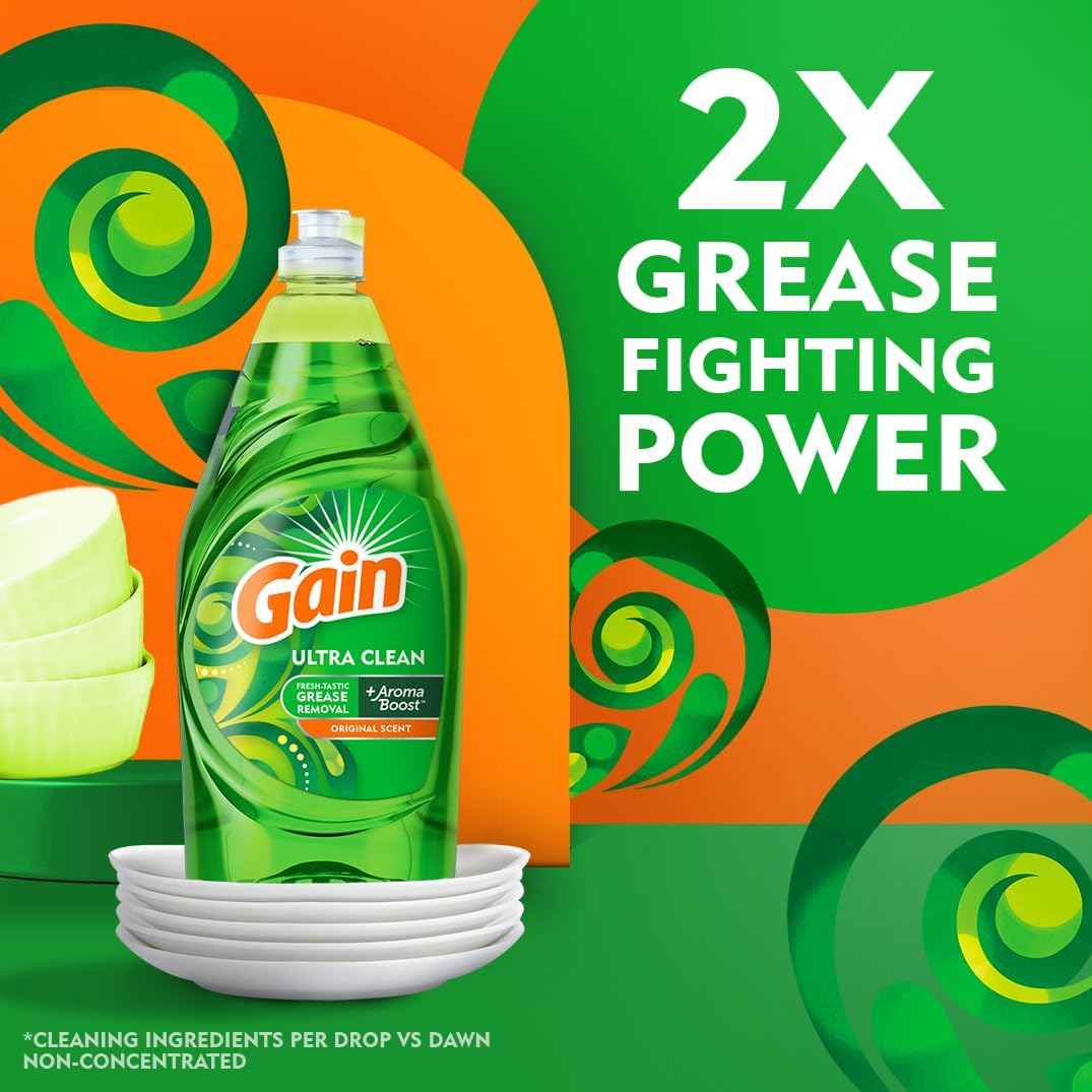 Gain Ultra Liquid Dish Soap, Original Scent, 38 oz.