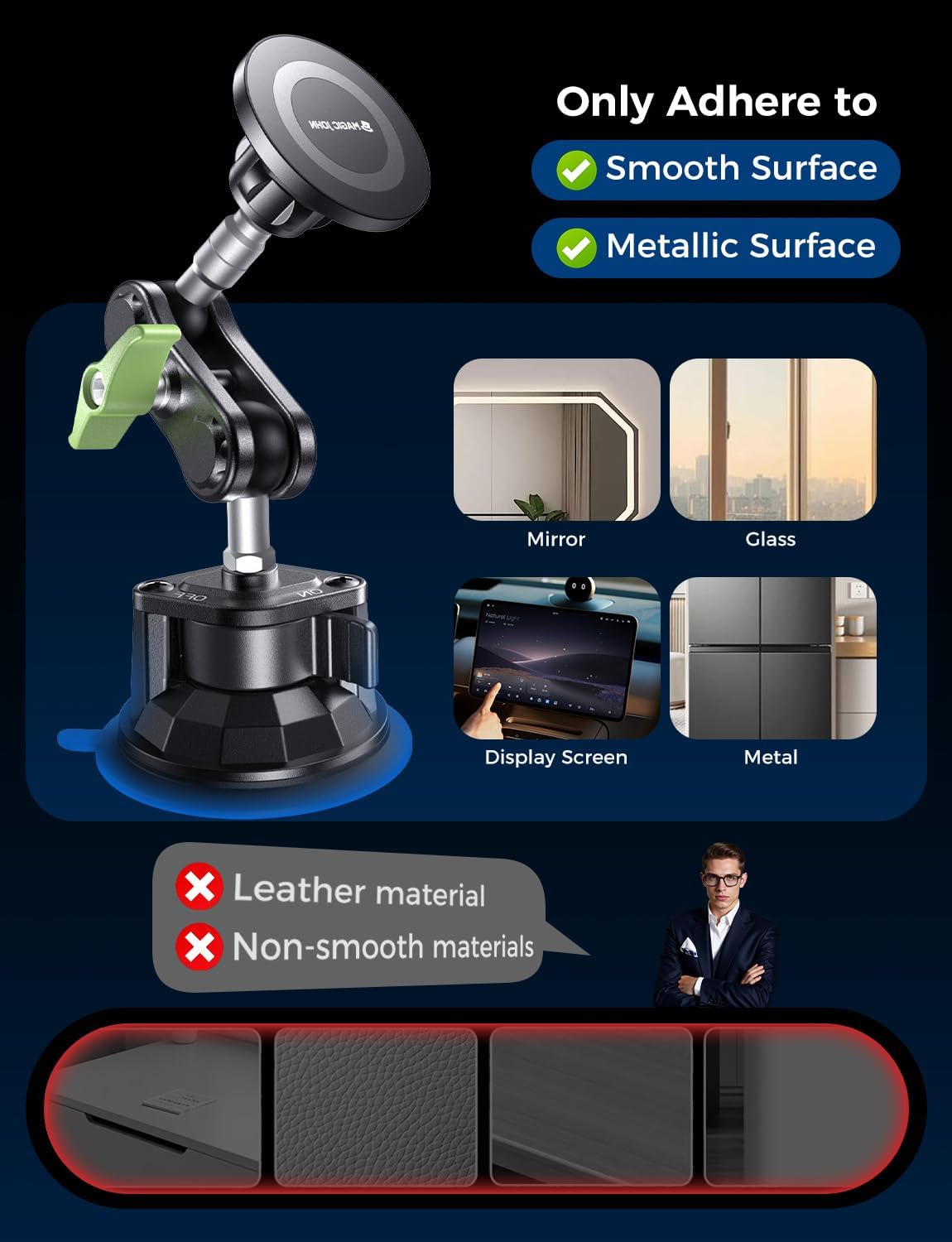 MAGIC_JOHN_Magnetic_Car_Phone_Holder_[Strong_Suction&Strong_Magnetic]_360°_Adjustable_Car_Phone_Mount_for_Windshield,_Ultra-Durable_Metal,_Suction_Cup_Car_Phone_Mount_for_iPhone_Samsung_All_Smartphone