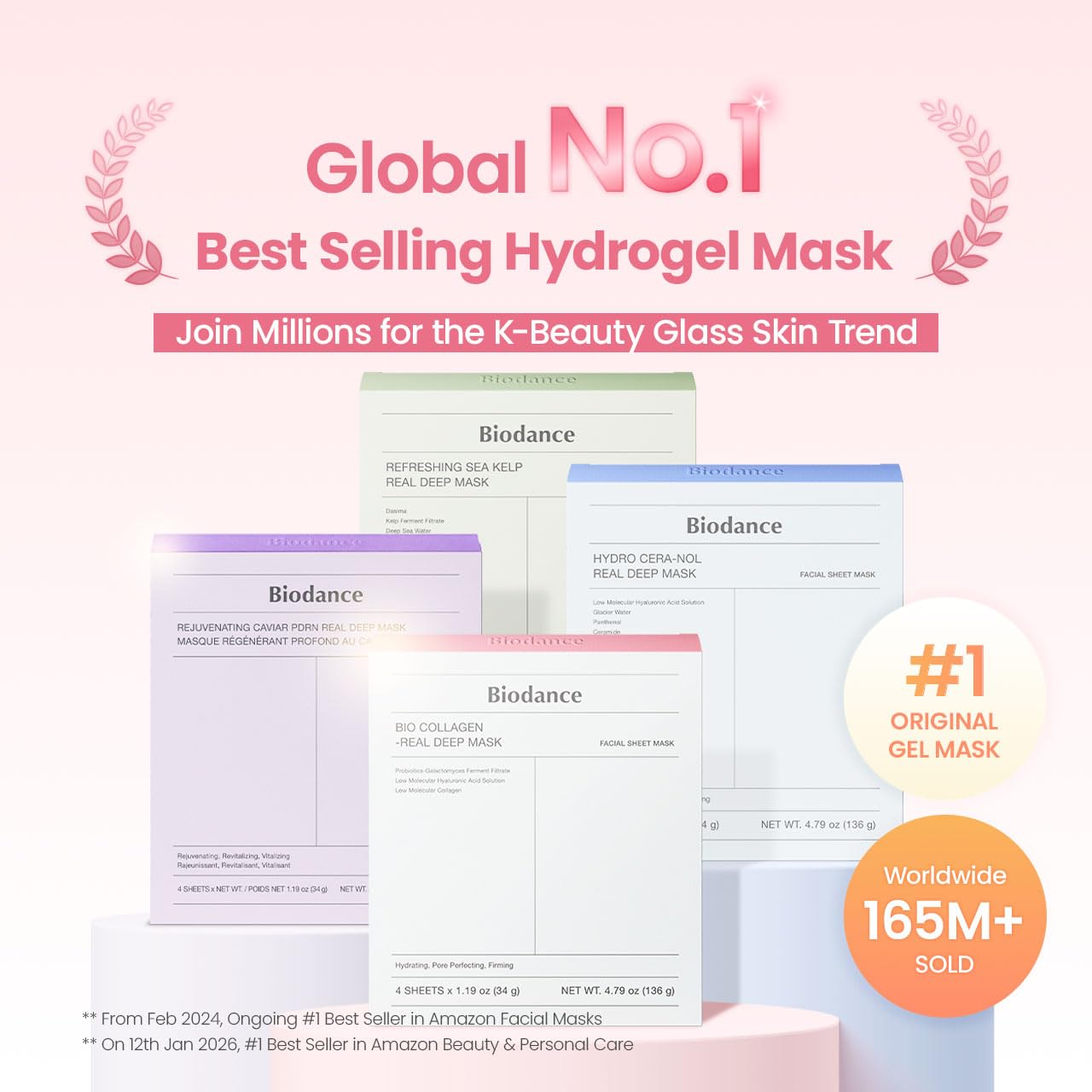 BIODANCE_Bio-Collagen_Real_Deep_Mask,_Hydrating_Overnight_Hydrogel_Face_Mask,_Pore_Minimizing,_Elasticity,_Plumping_Improvement,_Korean_Skin_Care_|_1.19oz(34g)_x_4ea