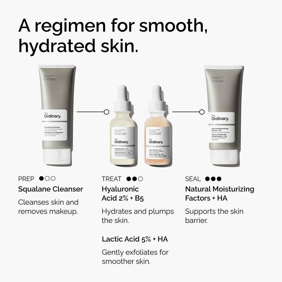 The Ordinary Lactic Acid 5% + Hyaluronic Acid 2%, Gentle Exfoliating Serum for Smoother Skin