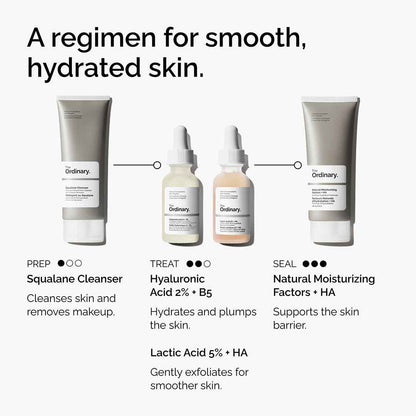 The Ordinary Lactic Acid 5% + Hyaluronic Acid 2%, Gentle Exfoliating Serum for Smoother Skin