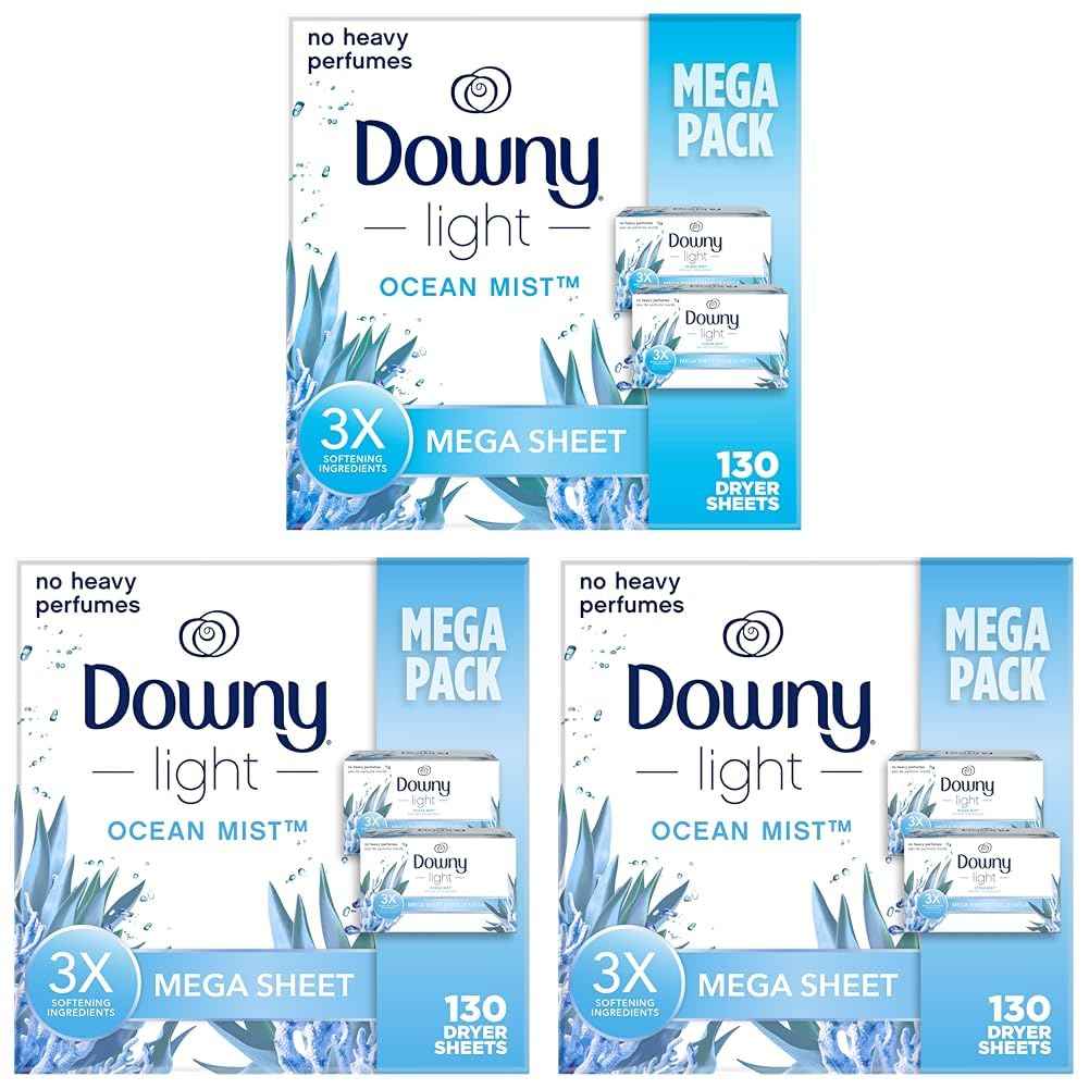 Downy Light Mega Dryer Sheets, Fabric Softener Dryer Sheets