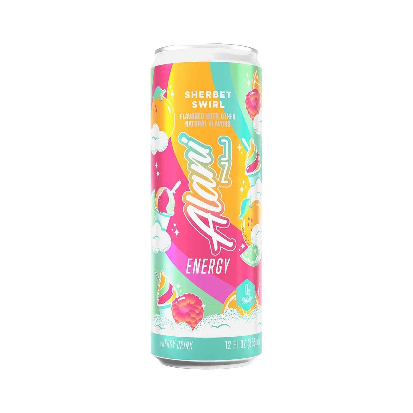 Alani Nu SHERBET SWIRL Sugar Free, Low Calorie Energy Drinks, 200mg Caffeine, Biotin B Vitamins, Zero Sugar, 10 Calories, 12 Fl Oz Cans, 12 Pack
